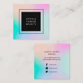 Modern kleurrijk holografisch | Sociale media Vierkante Visitekaartje (Voorkant / Achterkant)