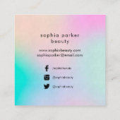 Modern kleurrijk holografisch | Sociale media Vierkante Visitekaartje (Achterkant)