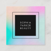 Modern kleurrijk holografisch | Sociale media Vierkante Visitekaartje (Voorkant)