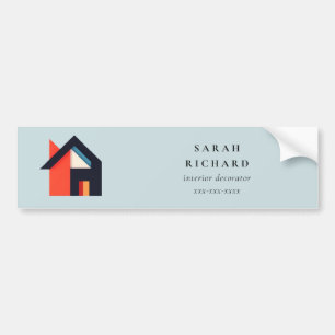 Modern Kleurrijk Huis Logo Makelaar Blauw Rood Ora Bumpersticker