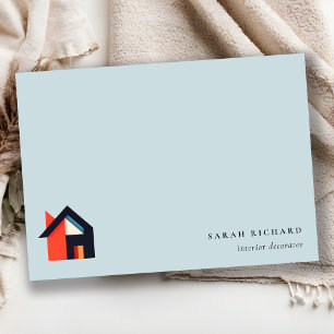 Modern Kleurrijk Huis Logo Makelaar Blauw Rood Ora Notitiekaartje