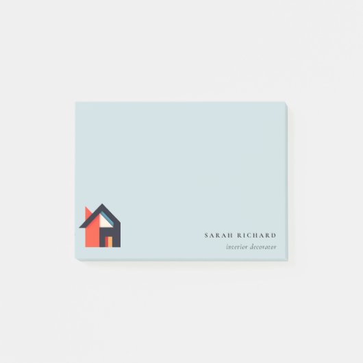 Modern Kleurrijk Huis Logo Makelaar Blauw Rood Ora Post-it® Notes (Voorkant)