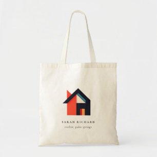 Modern Kleurrijk Huis Logo Makelaar Blauw Rood Ora Tote Bag