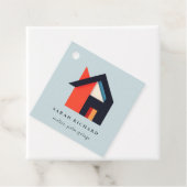 Modern Kleurrijk Huis Logo Realtor Blauw Rood Sina Bedankjes Labels (In situ)