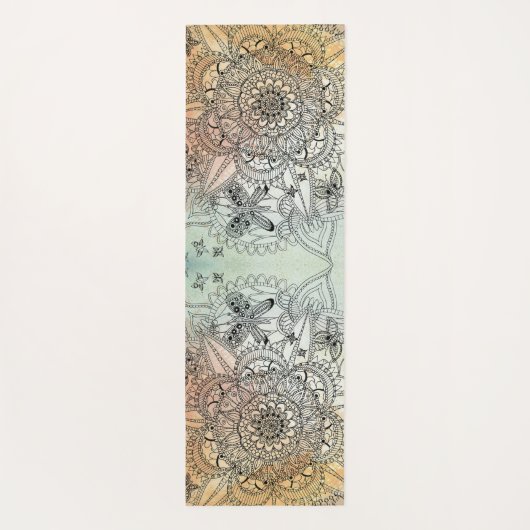 Modern kleurrijk Intricate Mandala Butterfly Yogamat (Achterkant)
