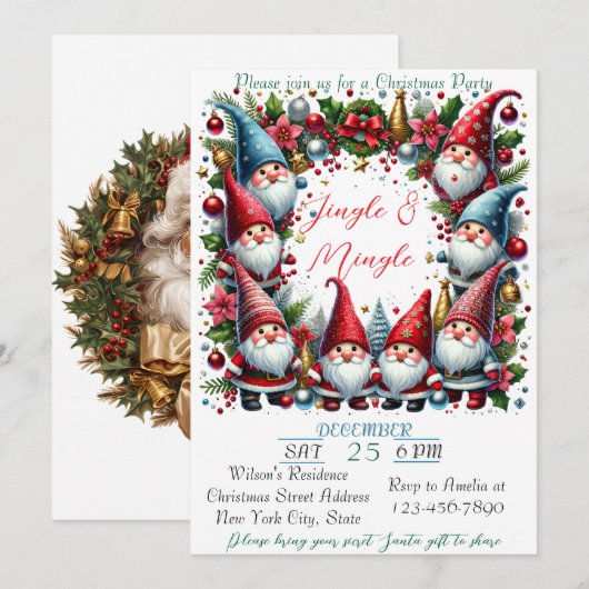 Modern kleurrijk kerstthema feestdagenkaart (Voorkant / Achterkant)