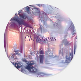 Modern kleurrijk kerstthema ronde sticker