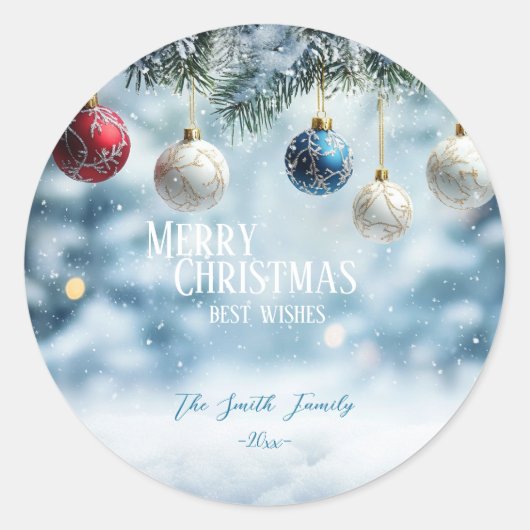 Modern kleurrijk kerstthema ronde sticker (Voorkant)