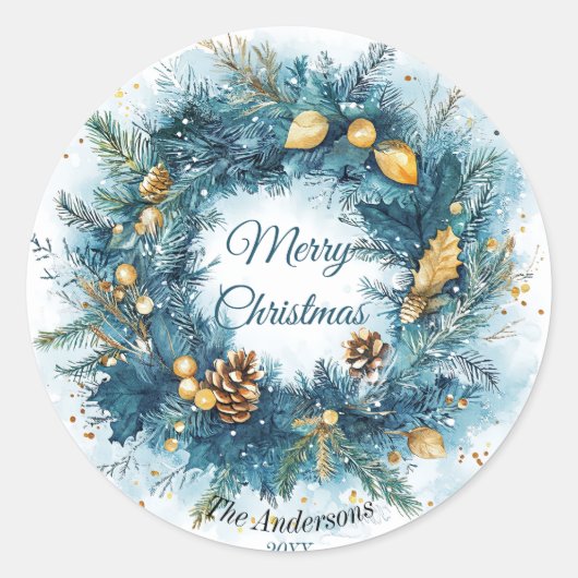 Modern kleurrijk kerstthema ronde sticker (Voorkant)