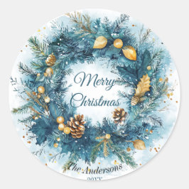 Modern kleurrijk kerstthema ronde sticker