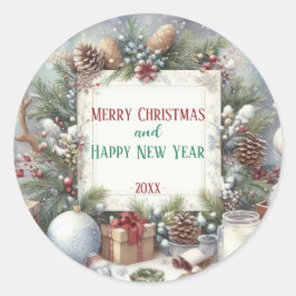 Modern kleurrijk kerstthema ronde sticker