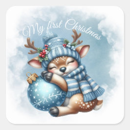 Modern kleurrijk kerstthema vierkante sticker