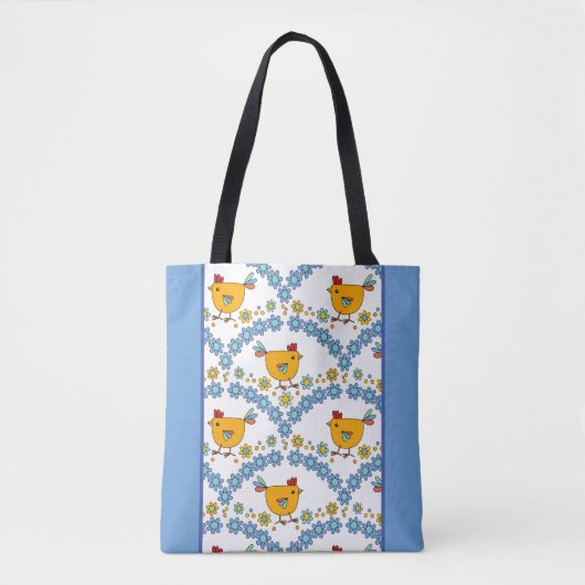 Modern kleurrijk kippenontwerp tote bag (Voorkant)