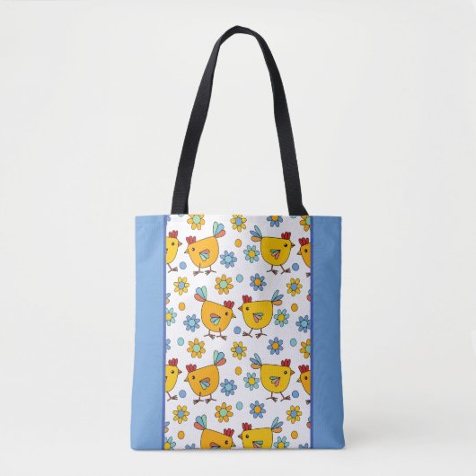 Modern kleurrijk kippenontwerp tote bag (Voorkant)