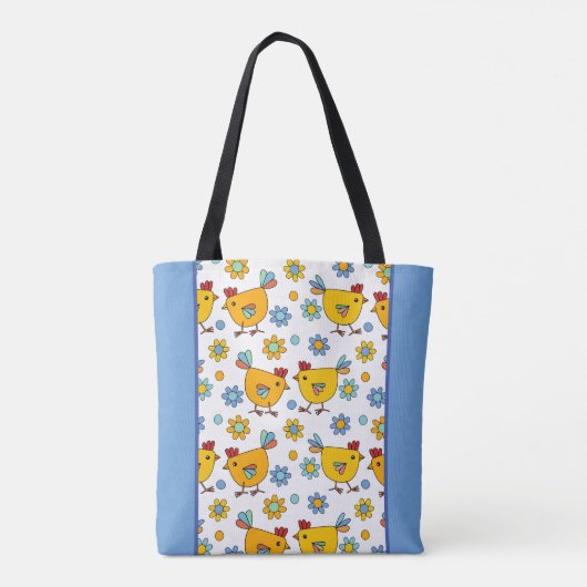 Modern kleurrijk kippenontwerp tote bag (Achterkant)