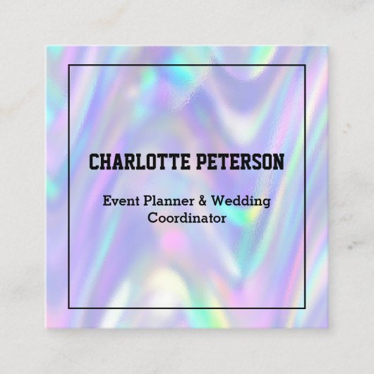 Modern kleurrijk klein holografisch vierkante visitekaartje (Voorkant)