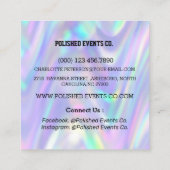 Modern kleurrijk klein holografisch vierkante visitekaartje (Achterkant)