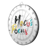 Modern, kleurrijk, leuk, cool, trendy Hocus Pocus Dartbord (Voorkant Rechts)