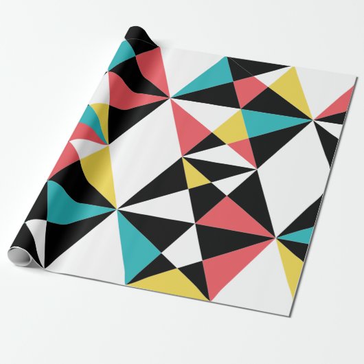Modern, kleurrijk, leuk, trendy, geometrisch patro cadeaupapier (Uitgerold)