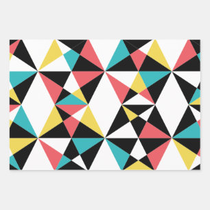 Modern, kleurrijk, leuk, trendy, geometrisch patro inpakpapier vel