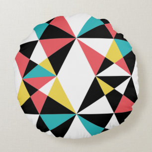 Modern, kleurrijk, leuk, trendy, geometrisch patro rond kussen