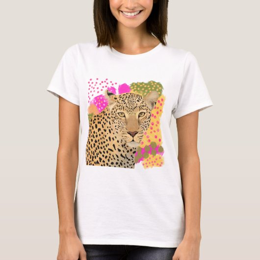 Modern kleurrijk luipaard ontwerp t-shirt (Voorkant)