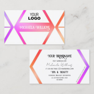Modern kleurrijk met Chic White Geometric en Logo Visitekaartje