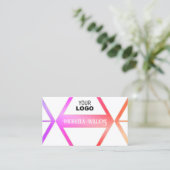 Modern kleurrijk met Chic White Geometric en Logo Visitekaartje (Staand voorkant)