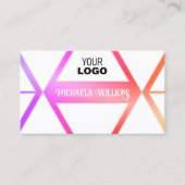 Modern kleurrijk met Chic White Geometric en Logo Visitekaartje (Voorkant)