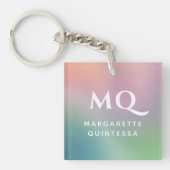 Modern kleurrijk pastelwit monogram Initiaal Sleutelhanger (Voorkant)