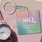 Modern kleurrijk pastelwit monogram Initiaal Sleutelhanger