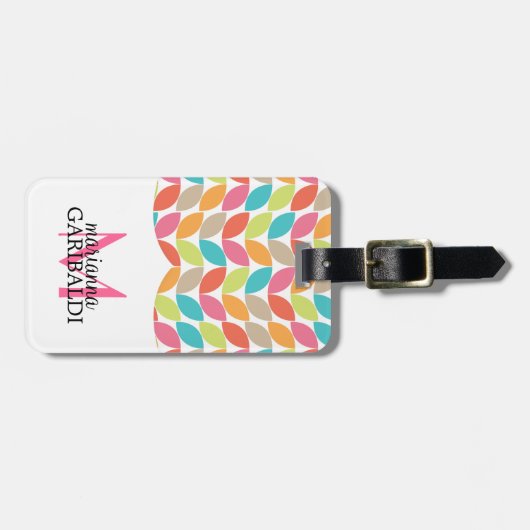 Modern kleurrijk patroon op maat bagagelabel (Voorkant horizontaal)