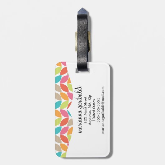 Modern kleurrijk patroon op maat bagagelabel (Achterkant verticaal)