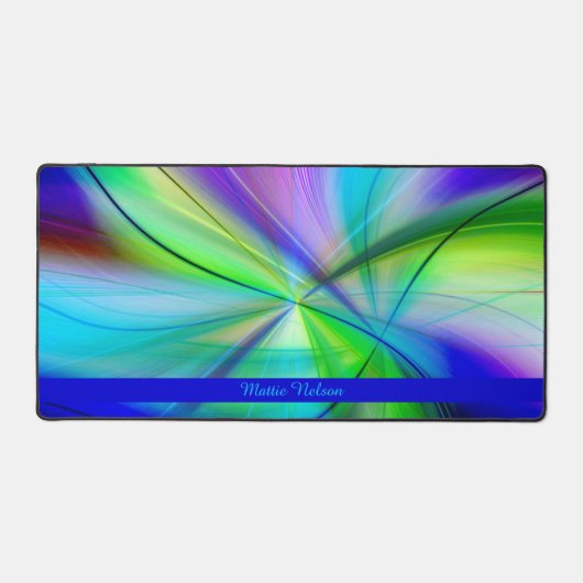 Modern Kleurrijk Patroon Waterverf Blauw Bureaumat (Voorkant)