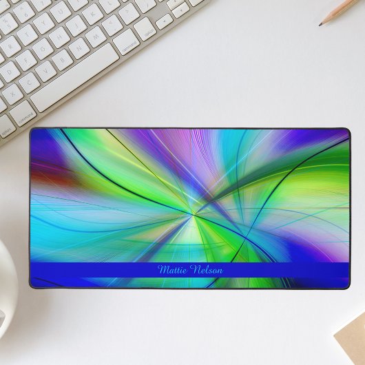 Modern Kleurrijk Patroon Waterverf Blauw Bureaumat