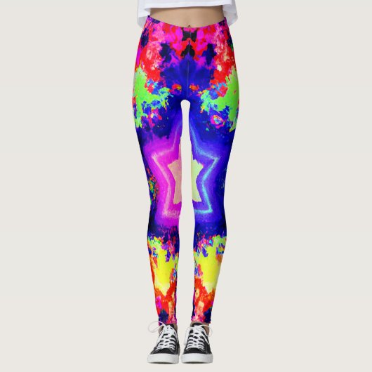 Modern kleurrijk patroonontwerp leggings (Voorkant)