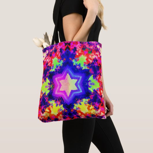 Modern kleurrijk patroonontwerp tote bag (Dichtbij)