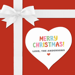 Modern Kleurrijk Prettig Kerstfeest Hart Sticker