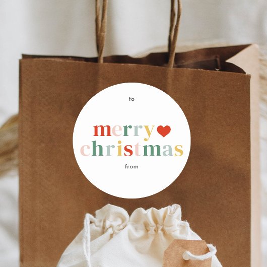 Modern Kleurrijk Prettig Kerstfeest Ronde Sticker