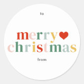 Modern Kleurrijk Prettig Kerstfeest Ronde Sticker (Voorkant)