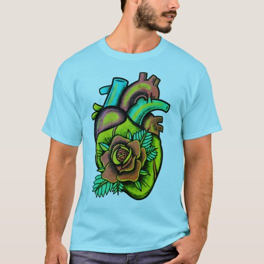 Modern kleurrijk psychedelisch roos t-shirt (Voorkant)