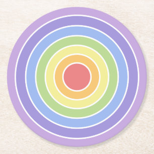 Modern Kleurrijk Regenboog Kleuren Patroon Ronde Kartonnen Onderzetter