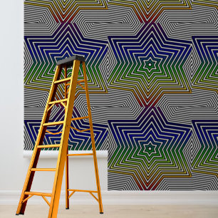 Modern Kleurrijk Regenboog Sterren Patroon Afneemb Behang
