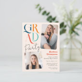 Modern kleurrijk Retro Two Photo Afstuderen Uitnodiging Briefkaart (Staand voorkant)