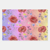 Modern Kleurrijk Roze Rood Wildbloemmotief Inpakpapier Vel (Voorkant 2)