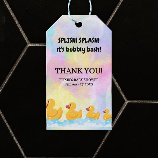 Modern kleurrijk rubber eendjes Baby shower Cadeaulabel