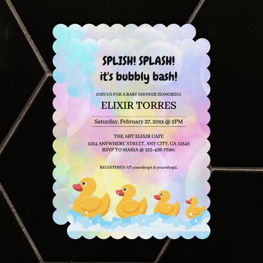 Modern kleurrijk rubber eendjes Baby shower Kaart