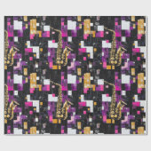 Modern kleurrijk saxofoonpatroon cadeaupapier (Vlak)