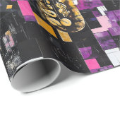 Modern kleurrijk saxofoonpatroon cadeaupapier (Rol Hoek)