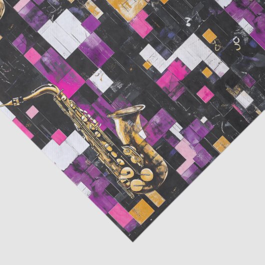 Modern kleurrijk saxofoonpatroon tissuepapier (Detail)